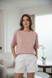 Peach Embossed Pas Jalou Tee