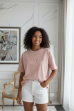 Peach Embossed Pas Jalou Tee