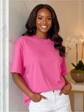 Rose Pink Embossed Pas Jalou Tee