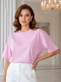 Pink Embossed Pas Jalou Tee