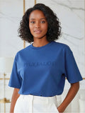 Navy Blue Embossed Pas Jalou Tee