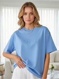 Baby Blue Embossed Pas Jalou Tee