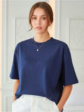 Dark Blue  Embossed  Pas Jalou Tee