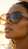Person wearing pas jalou sunglasses with a blurred background