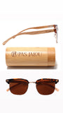 Sustainable UV400 wooden sunglasses with decorative bamboo case