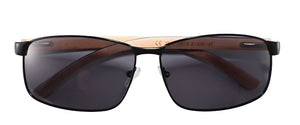 Visible UV400 eco-friendly wooden sunglasses and their bamboo case