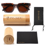 Fashionable eco-friendly sunglasses with UV400 lenses and a bamboo case