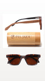 Fashionable eco-friendly sunglasses with UV400 lenses and a bamboo case