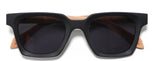 Wooden sunglasses featuring UV400 protection, housed in a bamboo case