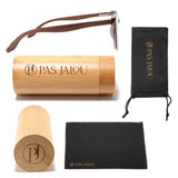 Chic wooden sunglasses with UV protection and a reusable bamboo case