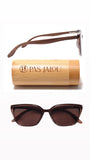 Chic wooden sunglasses with UV protection and a reusable bamboo case