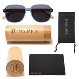 Trendy wooden sunglasses providing UV400 protection with eco-friendly bamboo case