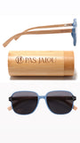 Trendy wooden sunglasses providing UV400 protection with eco-friendly bamboo case