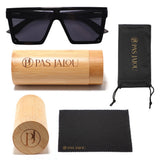 Eye-catching wooden sunglasses in a stylish bamboo case for eco-friendly living