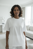 White Embossed Pas Jalou Tee